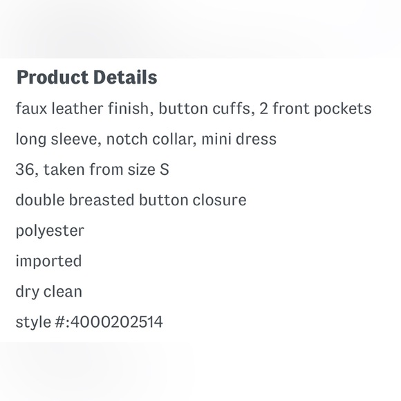 BCBG Faux Leather dress brand new - Picture 3 of 3